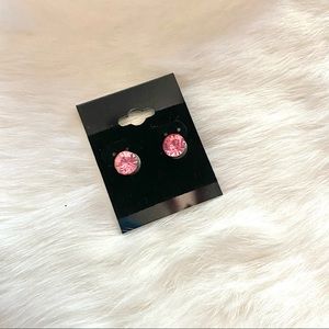 Pink Rhinestone Stud Earrings